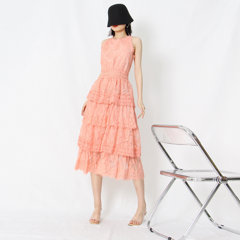U.Chic Wholesale Spring Women's Maxi Casual Dresses Lace Embroidery Tiered  Dress 2022 New Sleeveless Long Dress| Alibaba.com
