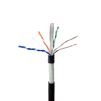 Cable de Red UTP Cat 6 Ethernet de 0.52mm Sin Blindaje BC (Cobre Desnudo) para Exteriores con Doble Cubierta Negra, 4 Pares, Cable LAN para Panel de Conexiones