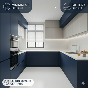 Özel Ölçülerde Modern Minimalist İki Renkli Mutfak Dolabı Seti MDF Çevre Dostu Mat Kaplama Ev İçin Mutfak Dolabı - Product Image 1