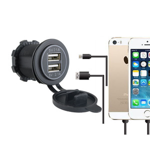 Alta velocidad 12-24V impermeable Dual USB tipo C 5V 2.1A <span class=keywords><strong>cargador</strong></span> de coche para <span class=keywords><strong>iPhone</strong></span> 12/<span class=keywords><strong>11</strong></span> Samsung Xiaomi - Product Image 4