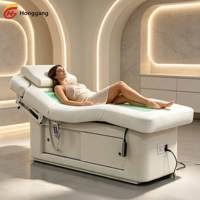 Table de massage électrique chauffante pour salon de beauté et spa avec lumière d'ambiance et base de rangement