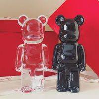 Sculpture d'ours en cristal noir transparent, objet de collection, décoration de mariage et de maison, style Art déco de luxe