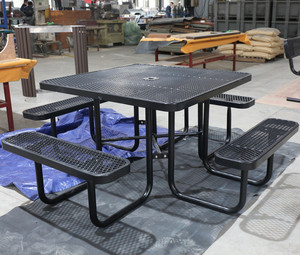 Muebles de Exterior, <span class=keywords><strong>Mesa</strong></span> de Picnic de Acero Extra Grande <span class=keywords><strong>para</strong></span> Campamento, <span class=keywords><strong>con</strong></span> Banco, <span class=keywords><strong>Mesa</strong></span> y Silla de Comedor de Metal <span class=keywords><strong>para</strong></span> Restaurante al Aire Libre - Product Image 6