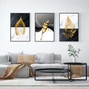 Golden Wheal y FeatherCrystal pintura de porcelana carteles de oro de lujo e impresiones arte de pared de gran tamaño moderno obras de arte abstractas - Product Image 4