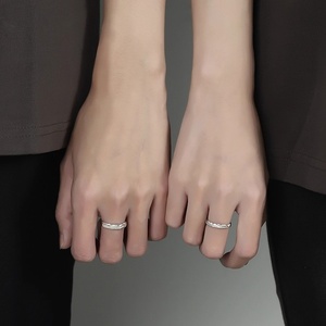 Anillos de Pareja de Plata de Ley 925 Grabados Personalizados, Anillos de Promesa Ajustables para <span class=keywords><strong>Regalo</strong></span> de Boda - Product Image 5