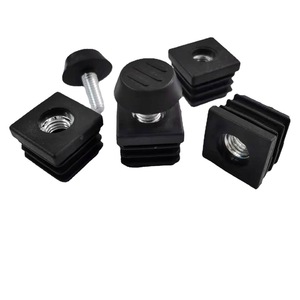 Furniture Caster Plastic <b>Square</b> <b>Nut</b> Plug 20mm Adjustable Feet Black Threaded Stem Minimalist Design - Product Image 1