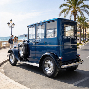 ZOWN Voiture de tourisme électrique fermée 4 places, couleur bordeaux, style berline vintage, classique et ancienne - Product Image 1