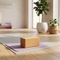 Syntus Kork Yoga Block & Gurt Set 2-teilig Hochdichte Weiche Rutschfeste Yoga-Blöcke 9x6x4 Zoll 8FT Metall D-Ring Gurt für Pilates