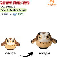 Porte-clés en peluche hibou personnalisé OEM ODM, Réplique 1:1 de pendentif animal en peluche, Breloque hibou en peluche douce et ronde pour la décoration de sacs et de clés