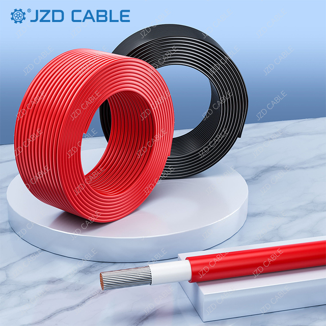 JZD TUV/UL H1Z2Z2-K Customized Factory DC Wire 4mm2 6mm2 10mm2 Red Black 100m/Roll Xlpe Tinned Copper Pv Solar Cable