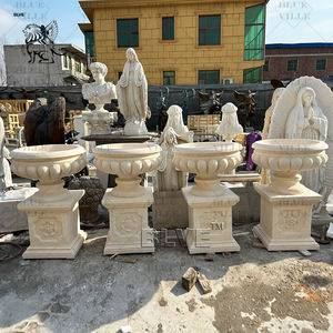 BLVE extérieur jardin Style européen pierre naturelle Pots de fleurs grand marbre blanc sculpture <span class=keywords><strong>bébé</strong></span> Statue Pots de plantes - Product Image 5
