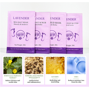 Etiqueta privada al por mayor cuidado de los pies hidratante exfoliante pedicura 4 pasos, remojo + exfoliante + máscara + crema - Product Image 6