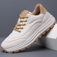 Chaussures de sport respirantes à lacets pour hommes, rehaussantes, style décontracté, semelle épaisse, type Dad Shoes, prêtes à l'expédition, faible MOQ, noir, beige, assorties