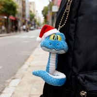 Nouvelle peluche serpent bleue personnalisable en forme de jouet en peluche de Noël, cadeau, porte-clés de voiture, remplie de coton PP