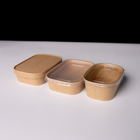 Conteneur alimentaire jetable en kraft avec couvercle, boîte rectangulaire pour repas à emporter, boîte à repas rapide, logo personnalisé OEM, vente en gros, emballage écologique en vrac