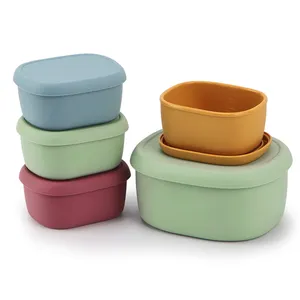 Lò vi sóng và máy rửa chén an toàn trẻ em trường ăn trưa container bền và leakproof Silicone Bento Box cho trẻ em