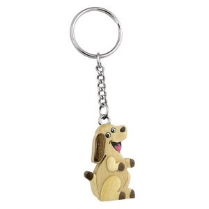 Portachiavi in legno a forma di cane, mini ciondolo, simpatico charm animale per chiavi e borse - Product Image 1