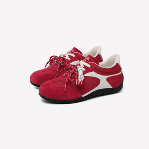 <span class=keywords><strong>Baskets</strong></span> tendance <span class=keywords><strong>rouges</strong></span> pour femmes, style GAT, avec double lacets décoratifs, talon compensé discret de 3 cm, semelle intérieure confortable en peau de porc, à enfiler - Product Image 1