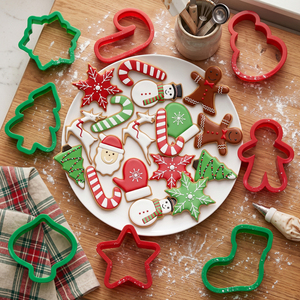 Ensemble de 8 emporte-pièces de Noël en plastique, outil de moule pour la cuisson des enfants - Product Image 1