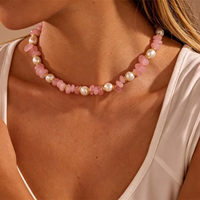 Collier avec pendentif en quartz rose naturel, plaqué or, pour mariage et fête, certifié CE ASTM REACH, bijoux de mode