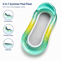 Matelas Gonflable Pliable en PVC avec Filet de Fixation pour Piscine – Chaise Longue Flottante, Lit de Piscine, Hamac Aquatique, Matelas Pneumatique pour Divertissement