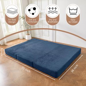 Colchón plegable de campamento portátil individual de pana, rollo de viaje, tienda de campaña plegable para estudiantes, colchón, sofá, futón, cama, colchón para dormir - Product Image 2