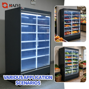 Refrigerador comercial de doble puerta con vitrina de vidrio, 5 estantes, unidad de tipo dividido, enfriador abierto para supermercado - Product Image 3