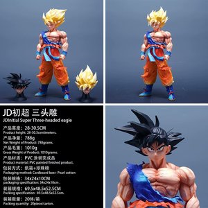 Figurine de collection en PVC <span class=keywords><strong>Super</strong></span> Saiyan Goku Première Transformation, tenue d'arts martiaux déchirée, visages interchangeables, échelle 1:48, pour les fans de DBZ, décoration - Product Image 2
