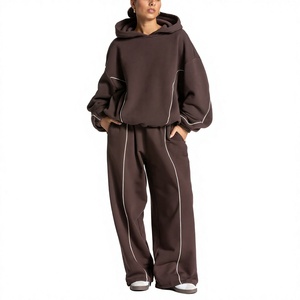 <b>Womens</b> Custom Breathable Tracksuit <b>Fleece</b> <b>Jogger</b> Set Hood Sweat Pant Outfit with Logo Fashion Sportswear Casual Training Wear - Product Image 1