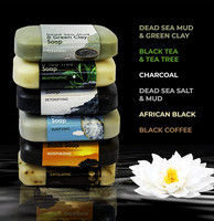 Collection de 6 Savons Noirs Naturels et Biologiques Luxueux Faits Main pour le Visage, les Mains et le Corps, pour Femmes et Hommes