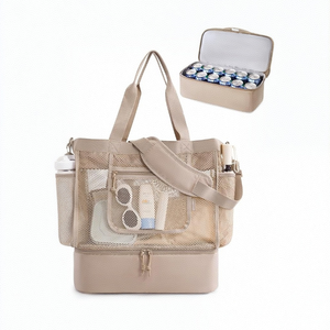 Best-seller Sac fourre-tout de plage <span class=keywords><strong>en</strong></span> maille résistant au sable 2 <span class=keywords><strong>en</strong></span> 1 avec sac isotherme Sac à bandoulière étanche pour <span class=keywords><strong>les</strong></span> femmes Swim Beach Vacation - Product Image 1