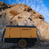 Compresseur d'air à vis diesel portable pour forage de puits d'eau, moteur diesel minier, 35 bar, 40 bar, 1200 cfm, 1400 cfm