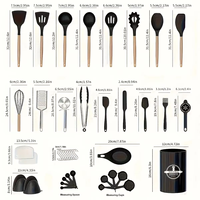 Ensemble d'ustensiles de cuisine en silicone avec manche en acier inoxydable, résistant à la chaleur, noir, 43 pièces, avec support, ODM