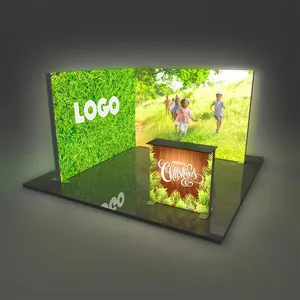 Vloer Staande Backlit Spanning Stof Moderne Tentoonstelling Lichtbak 20X20 Beursstand Display Lichtbak