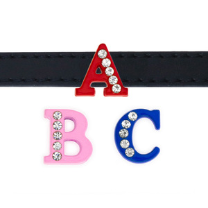 Abalorios de letras en inglés con deslizador hueco de diamantes de imitación metálicos brillantes a través de pulsera de 8mm - Product Image 5