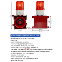 Alarme sonore et lumineuse à détection de présence humaine 130 dB, balise d'avertissement LED stroboscopique murale IP54, sirène visuelle et sonore à capteur de mouvement