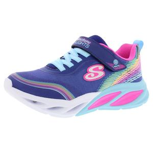 Chaussures Skechers Cosmic Glow Rainbow Beam Ps pour filles, bleu marine, lumières multicolores, style marche - Product Image 1