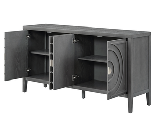 Modern <b>Sideboard</b> Door with Circular Groove Design Wood Door Handle <b>for</b> Living Room Dining Room - Product Image 3