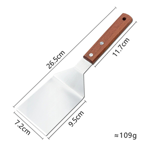 Spatule en acier inoxydable DF30 0630 avec manche en bois 23 cm, outil de cuisine durable pour la cuisson et la grillade - Product Image 4