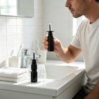 Flacon pulvérisateur nasal en verre noir de 10 ml (0,34 oz) à faible MOQ pour la vente en gros, avec pompe atomiseur pour emballage pharmaceutique