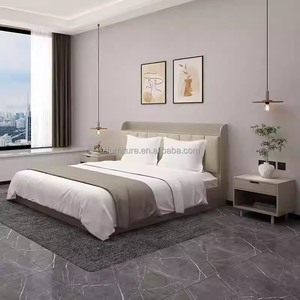 Custom Wholesale Price Hotel Bedroom Set King Queen Size Wooden <b>Platform</b> <b>Bed</b> <b>Frame</b> With Headboard & Nightstands For 3 Star Hotel - Product Image 5