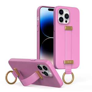 Custodia in pelle di lusso custodia per <span class=keywords><strong>cellulare</strong></span> <span class=keywords><strong>con</strong></span> cinturino da polso <span class=keywords><strong>con</strong></span> supporto in microfibra custodia per <span class=keywords><strong>anello</strong></span> in metallo per iPhone 14 pro max - Product Image 3