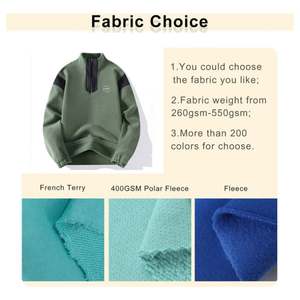 Sudadera OEM personalizada de forro polar deportivo con bloques de color y patchwork, para hombre, con media cremallera, cuello redondo, estampado 3D, 100% algodón, corte regular, primavera - Product Image 3