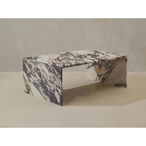 SH STONE Minimalist Modern Living Room Furniture <strong>Rectangle</strong> Customized Fluted Calacatta Viola Marble <strong>Coffee</strong> <strong>Table</strong> - Product Image 1