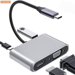 Convertidor de carga de Cable tipo <span class=keywords><strong>C</strong></span> a Hub 4 en 1 para Phone Pad Thunderbolt 3 Adaptador compatible con <span class=keywords><strong>USB</strong></span> 3,0 Tipo-<span class=keywords><strong>C</strong></span> PD 4 en 1 Hub - Product Image 1