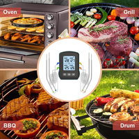 Termometer Daging Digital Nirkabel Wifi 4 Probe dengan Alarm Timer untuk Panggangan BBQ Oven Microwave
