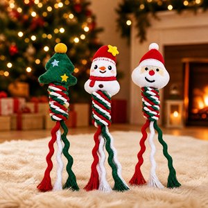 Juguete de Navidad para Perros con Diseño de Dibujos Animados, Juguete de Cuerda de Algodón para Masticar, Juguete de Peluche para Entrenamiento de Mascotas, Juguete Sonoro para Jugar en Interiores - Product Image 1