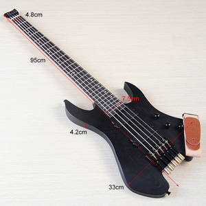 Guitare électrique sans tête à <span class=keywords><strong>5</strong></span> <span class=keywords><strong>cordes</strong></span> de 30 pouces avec finition hydro-matte noire - Product Image 2