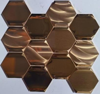 Tuiles en mosaïque métallique hexagonales 3D, adaptées pour les murs de fond, les murs intérieurs, les sols d'hôtel, projet de carrelage, métal sélectionné par le designer