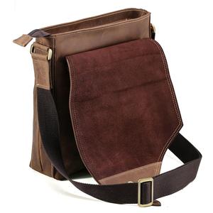 Borsa a tracolla in pelle di cavallo pazzo personalizzata di vendita calda LOGO borsa a tracolla a tracolla in vera pelle da uomo retrò marrone - Product Image 5